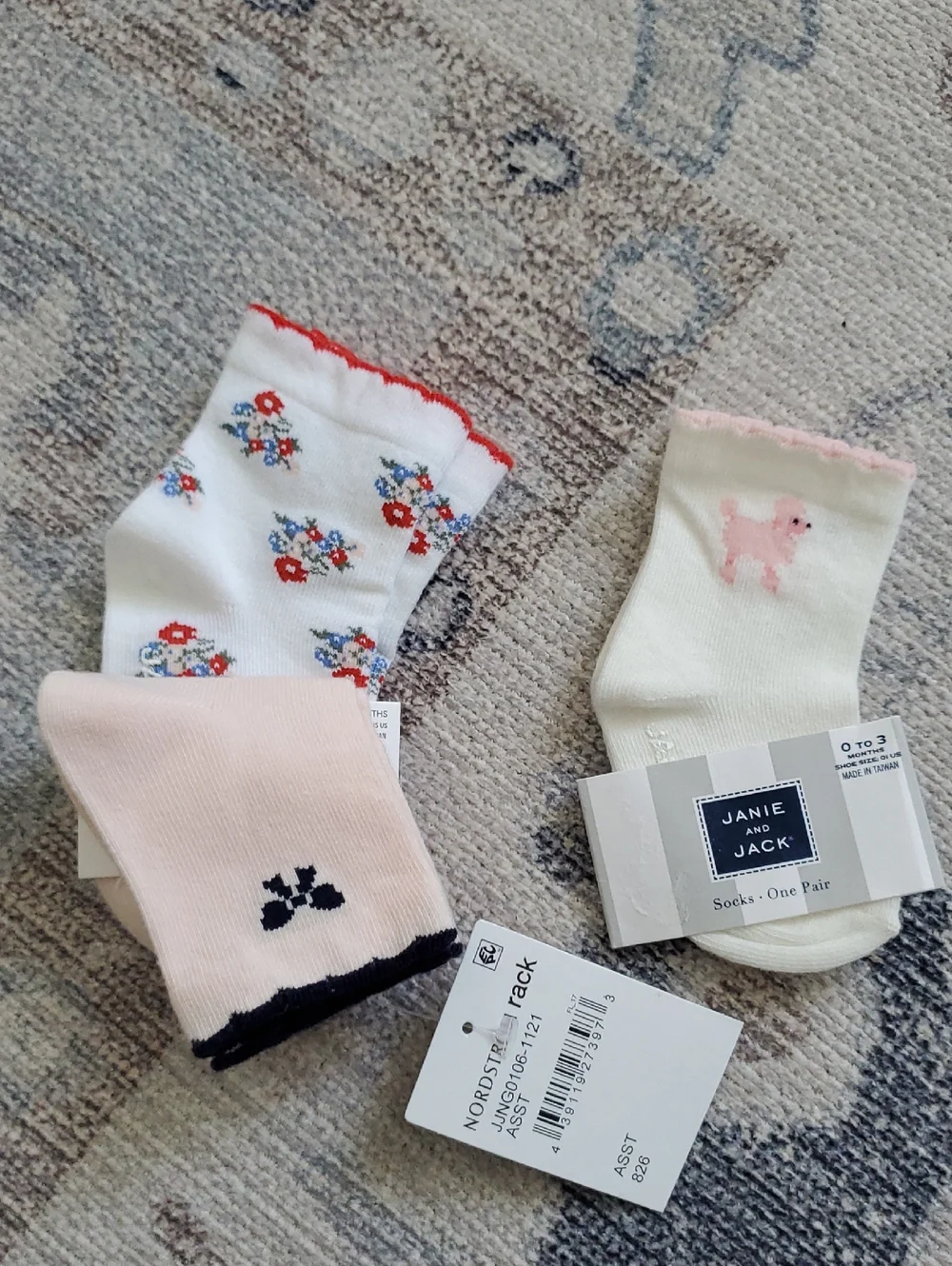 NWT Janie and Jack Bundle Girls Baby Socks 3 Pairs Sz0-18m